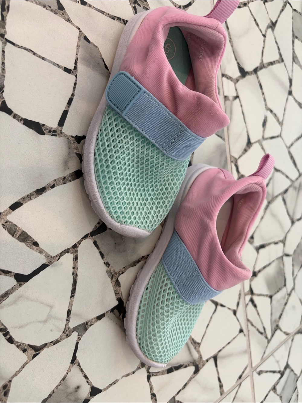 Cat & Jack Pink and Mint Kids Slip-On Mesh water shoes